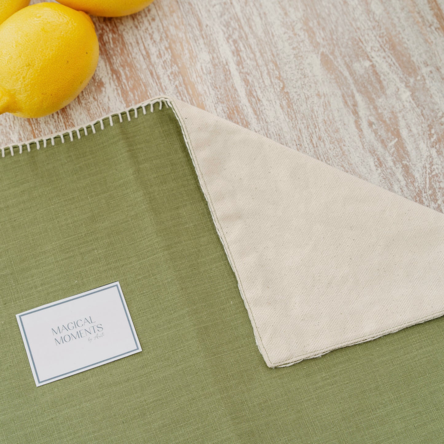 Green Cotton Placemats with Crochet Accent