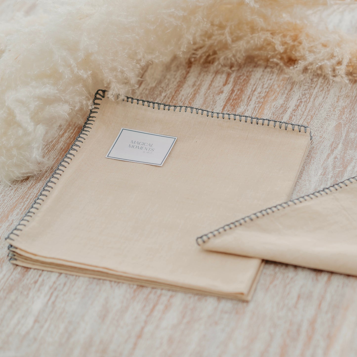 Ecru Napkin with Crochet Trim