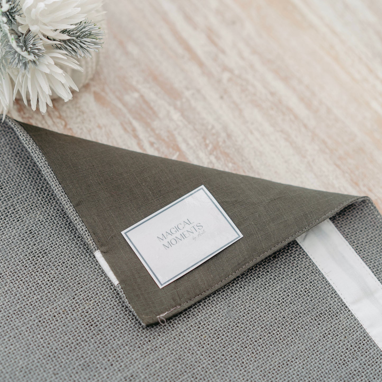 Grey Jute Placemat with White Accent