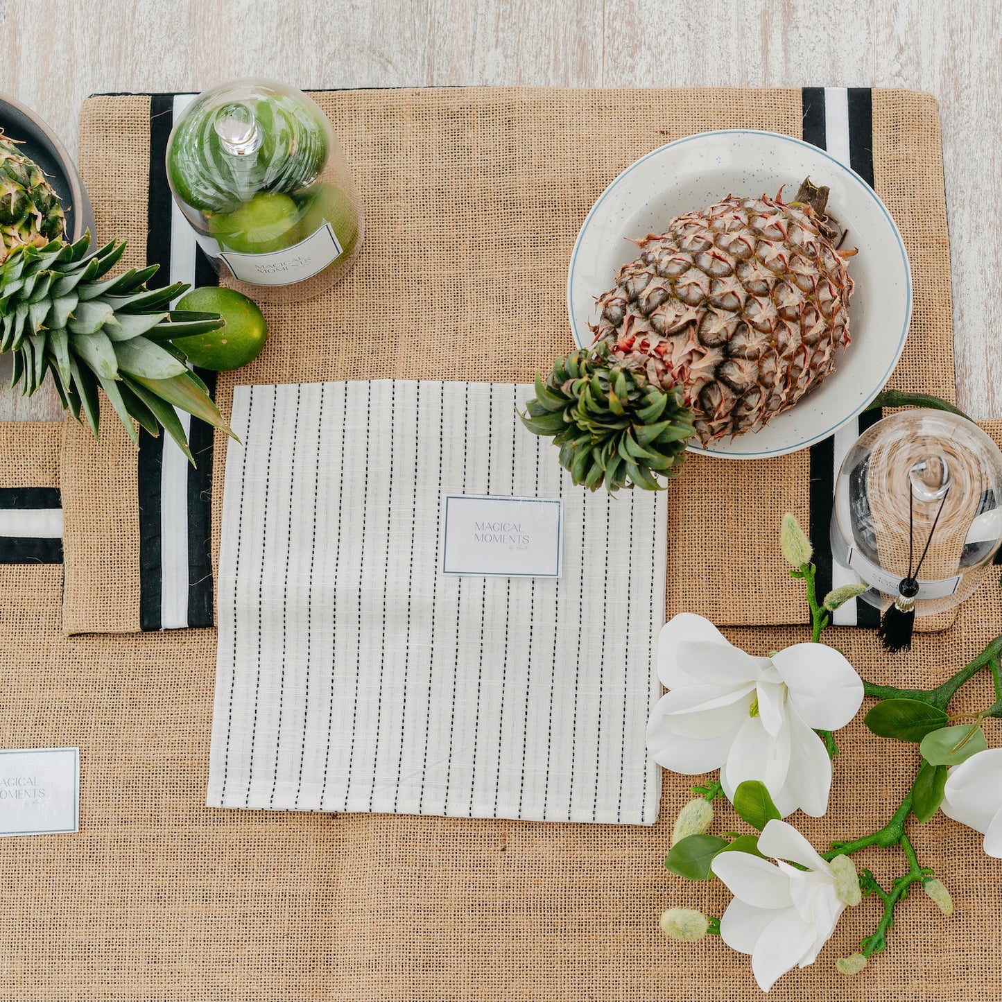 Natural Jute Placemat with Black and White Accent