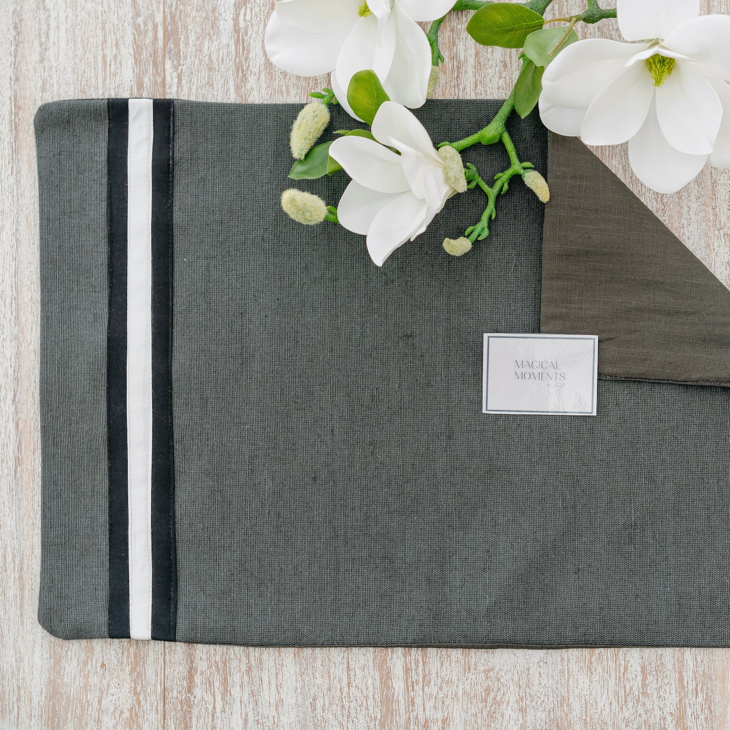 Grey Juco Placemats with Black and White Accents