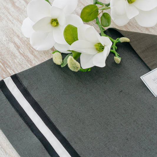 Grey Juco Placemats with Black and White Accents