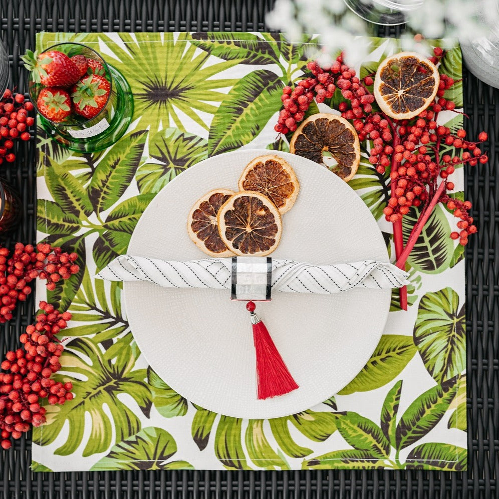 White and Green Tropical Placemat