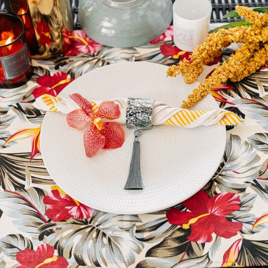 White, Grey and Red Tropical Placemat