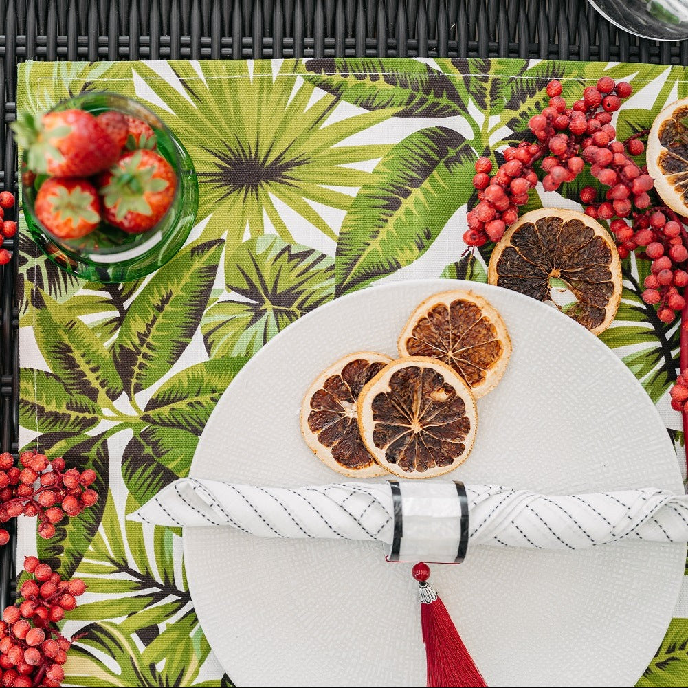 White and Green Tropical Placemat