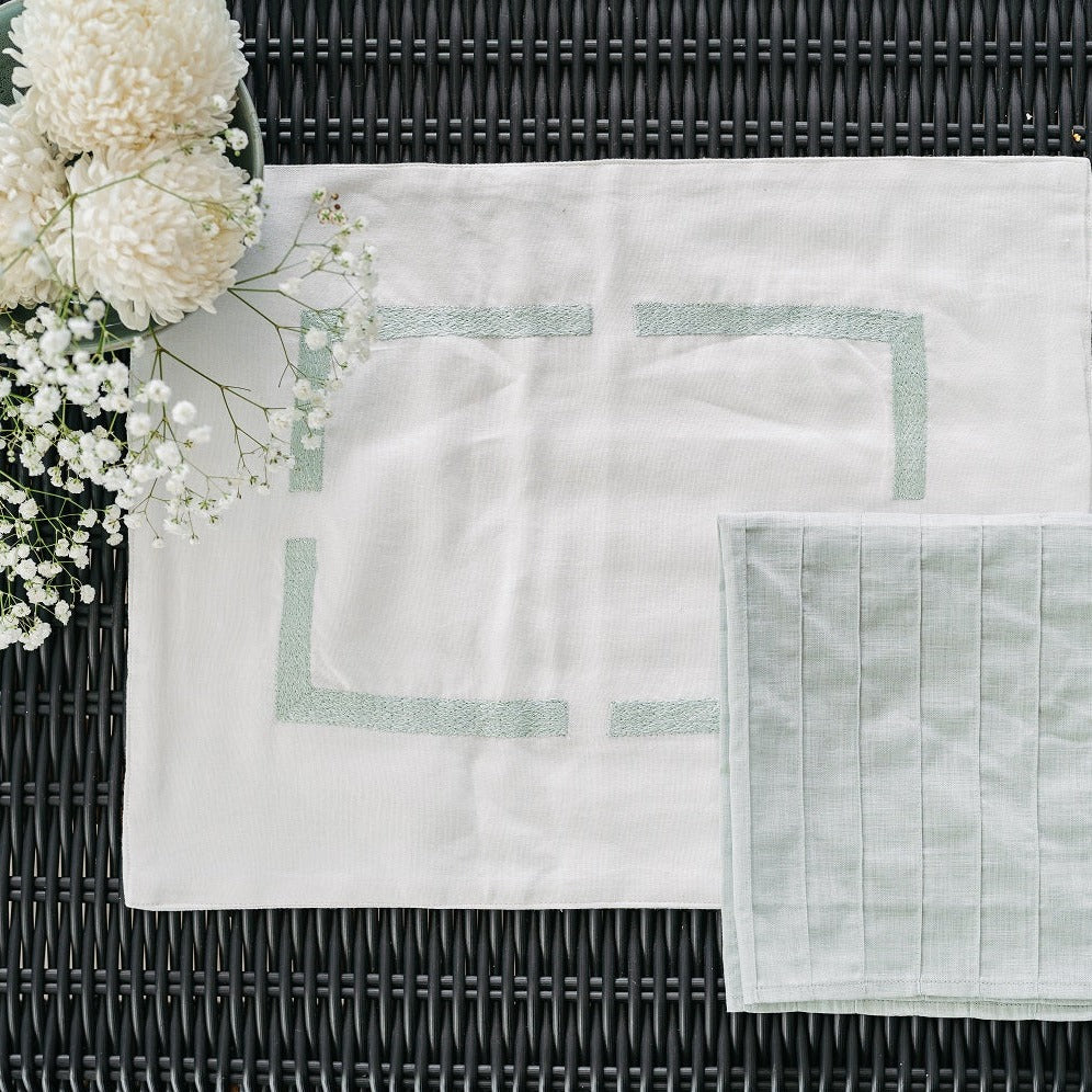 Sage Embroidered Frame Placemat