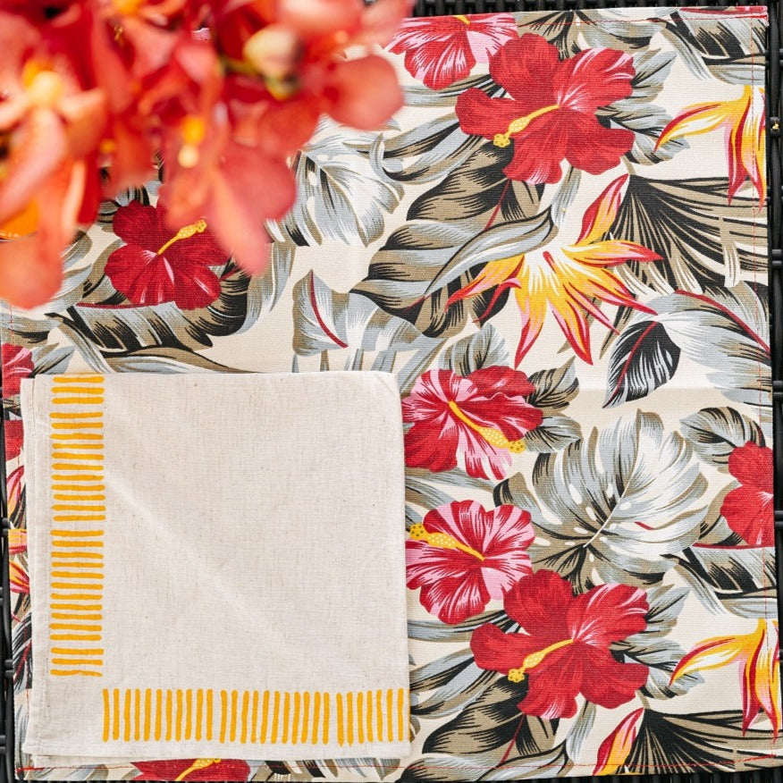 White, Grey and Red Tropical Placemat