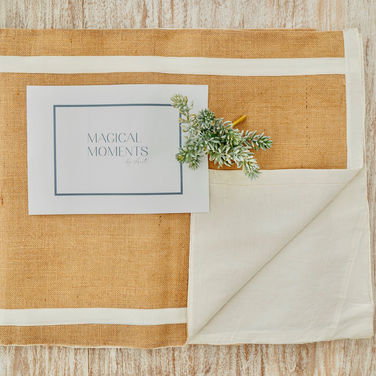 Natural Jute Runner with White Accent