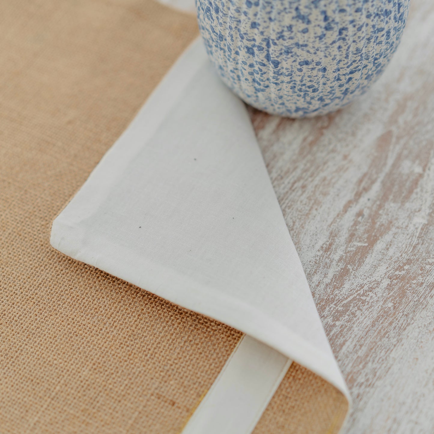Natural Jute Placemat with White Accent