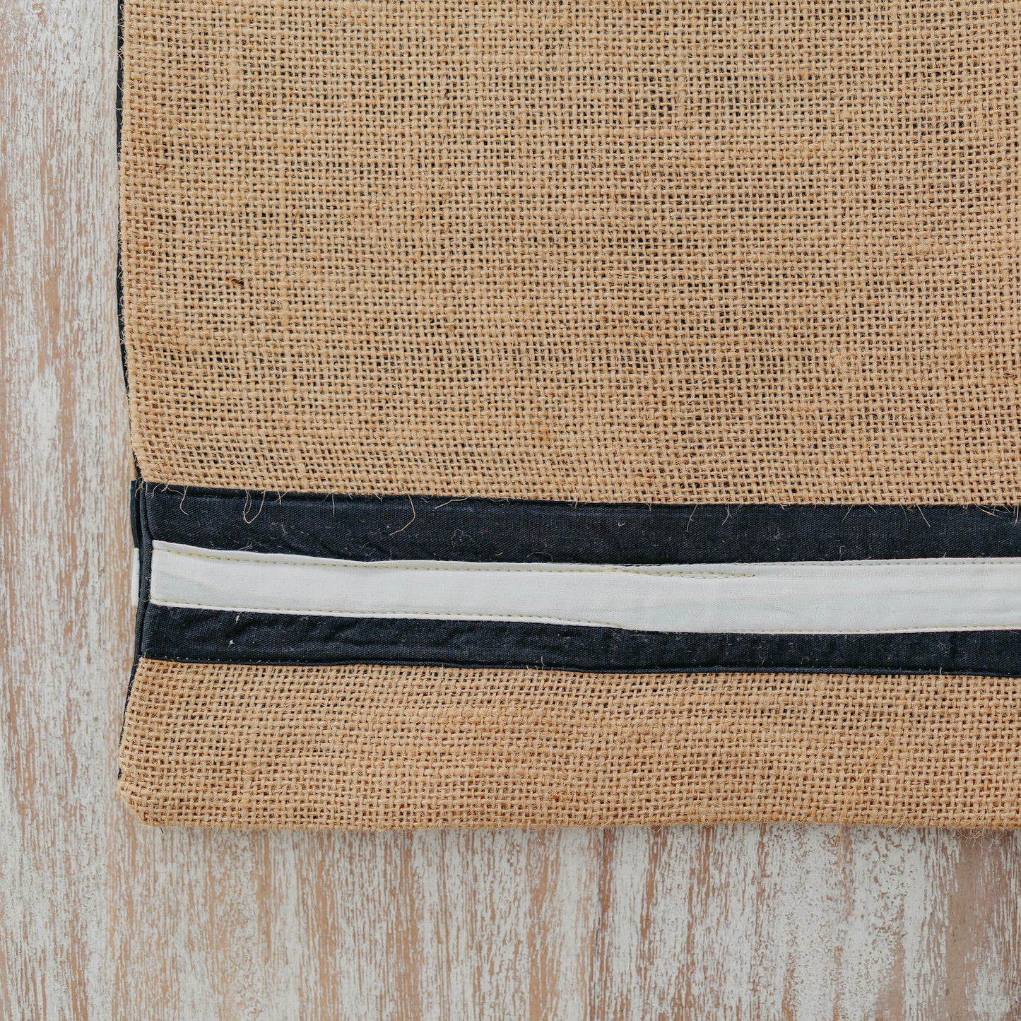 Natural Jute Runner with Black and White Accent