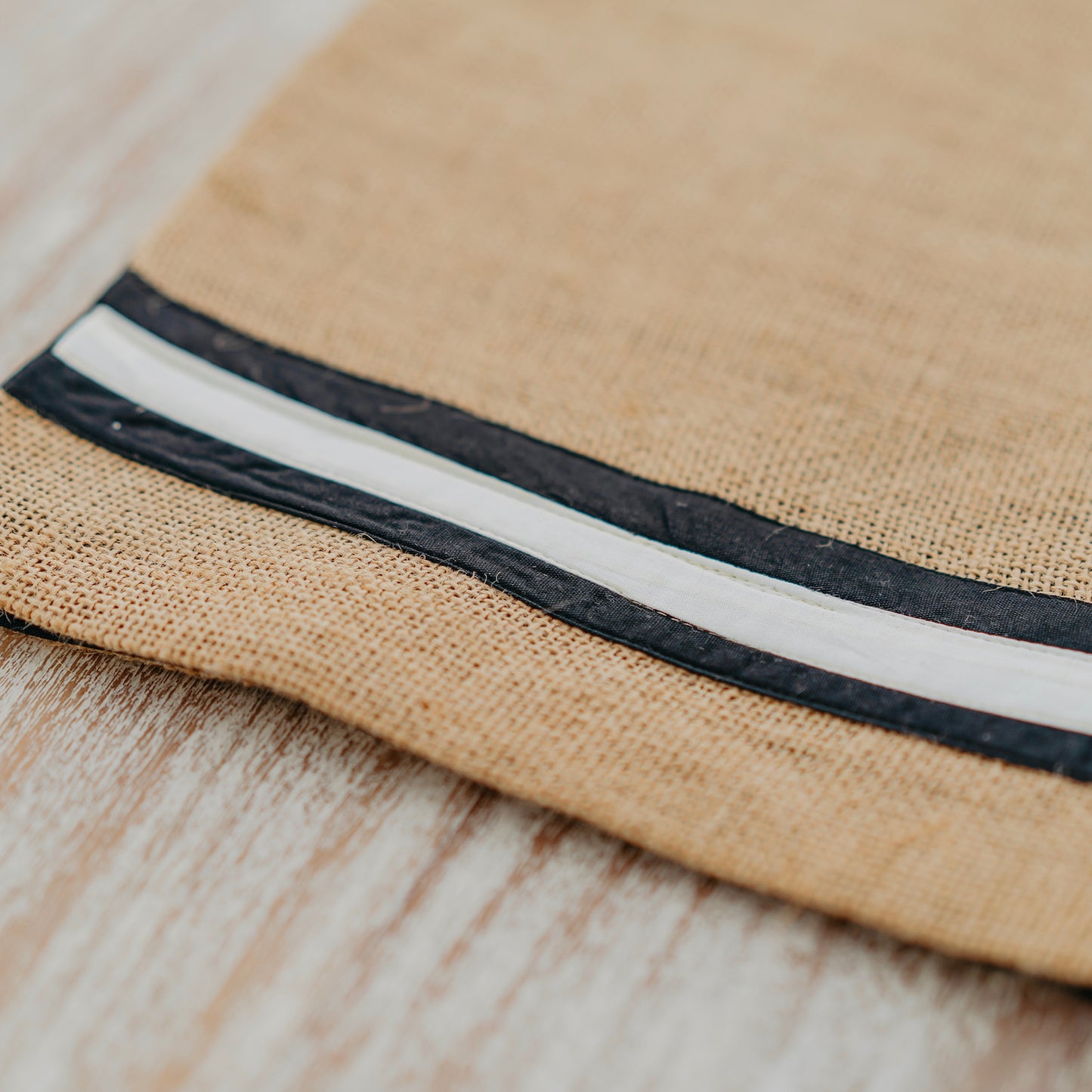 Natural Jute Runner with Black and White Accent
