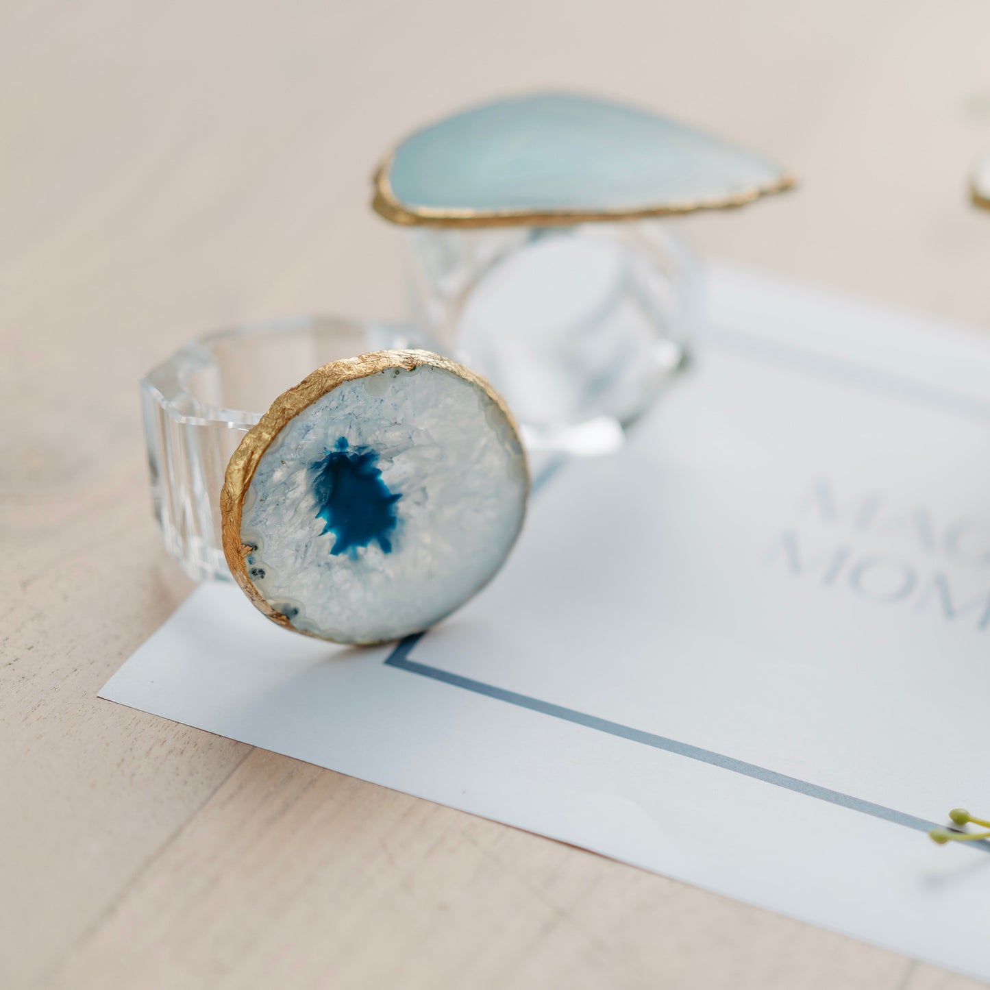 Blue Agate on Acrylic Napkin Ring