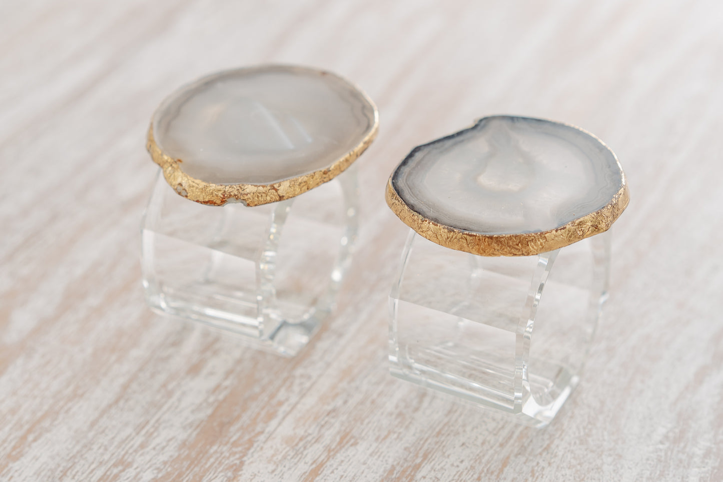 Grey Agate on Acrylic Napkin Ring