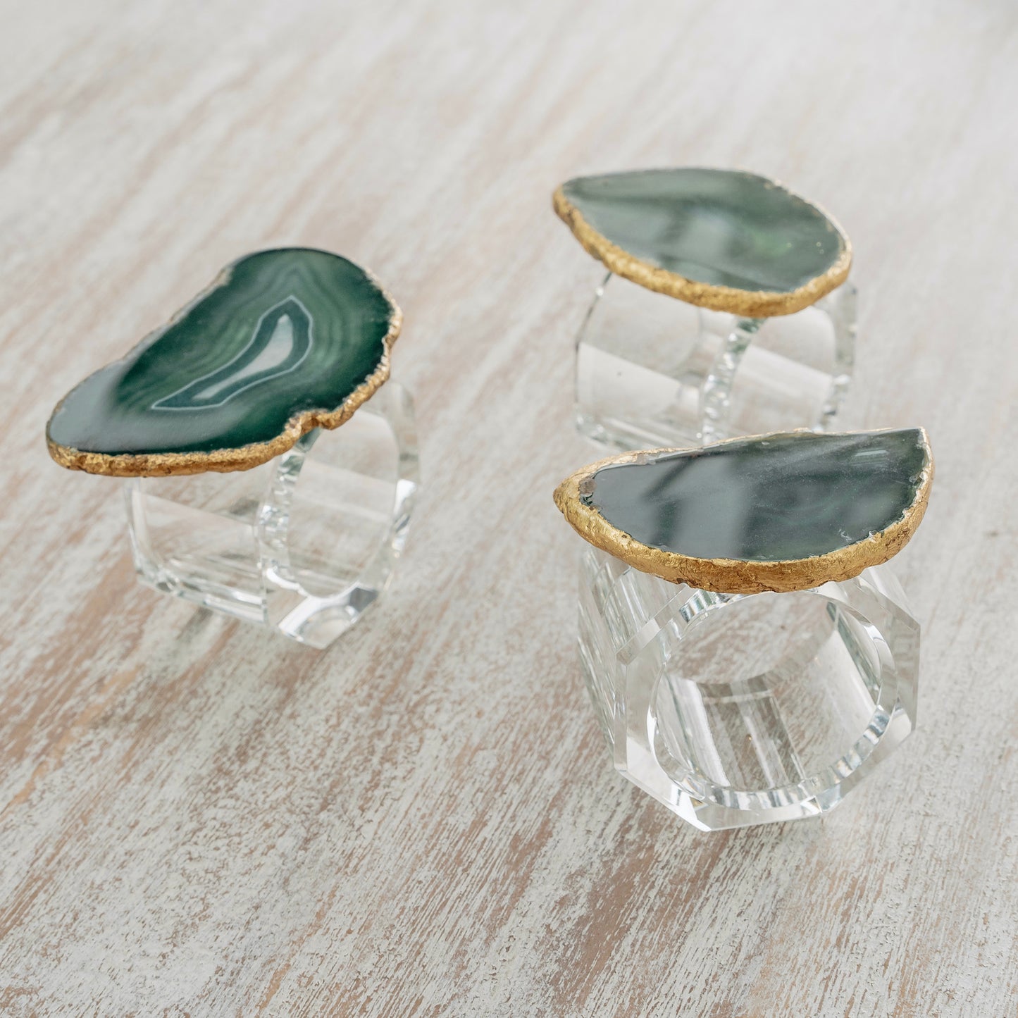 Green Agate on Acrylic Napkin Ring