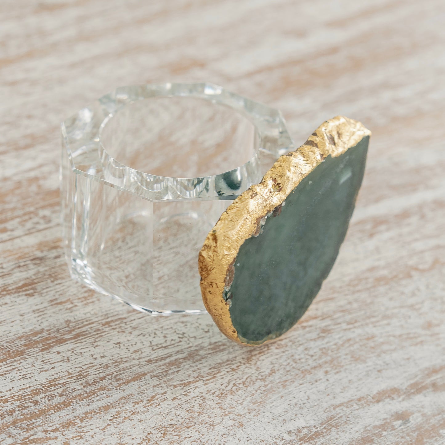 Green Agate on Acrylic Napkin Ring