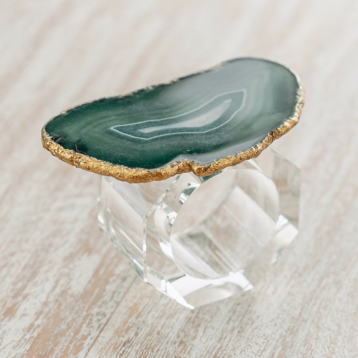 Green Agate on Acrylic Napkin Ring