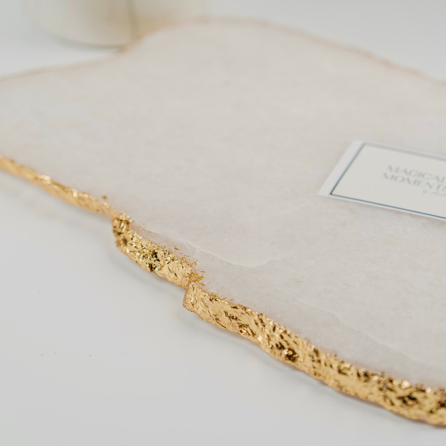 White Quartz Platter with Gold Edge