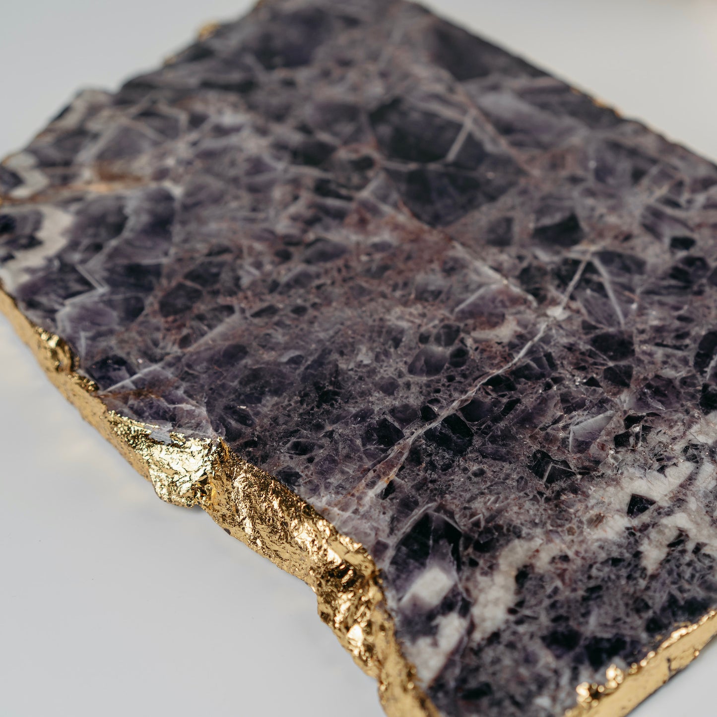 Amethyst Platter with Gold Edge