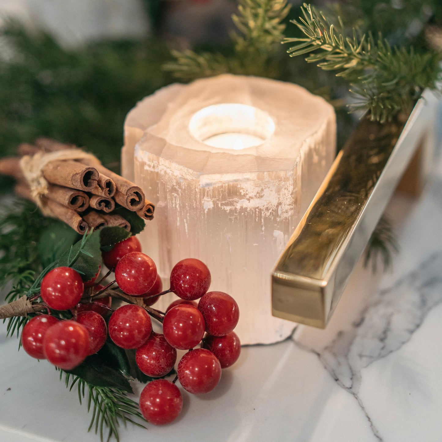 Selenite Candle Stand