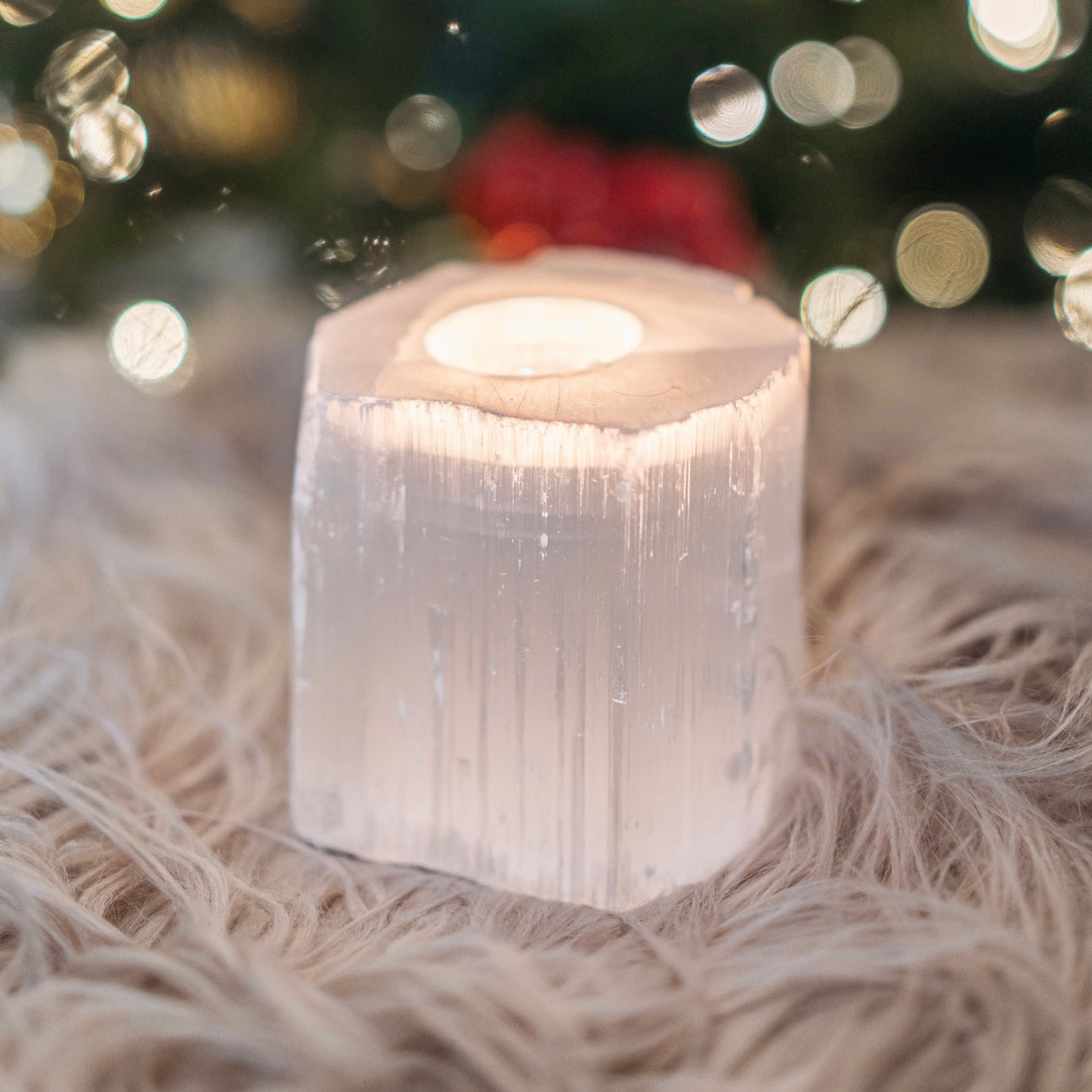 Selenite Candle Stand