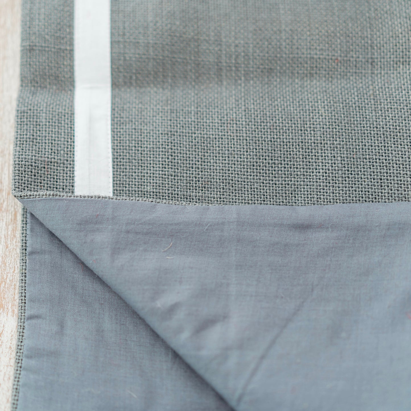 Grey Jute Runner with White and Black Accents