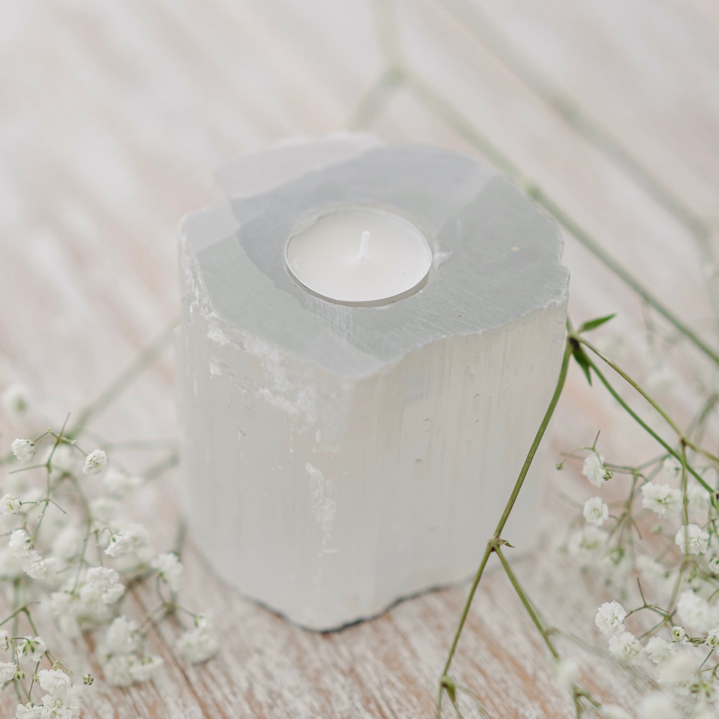 Selenite Candle Stand