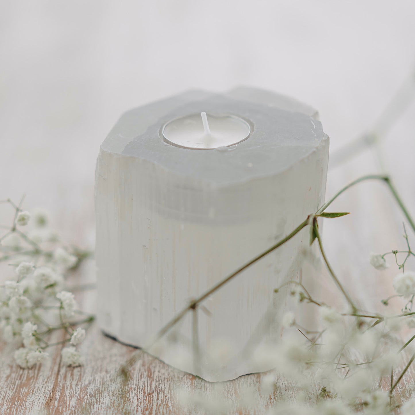 Selenite Candle Stand
