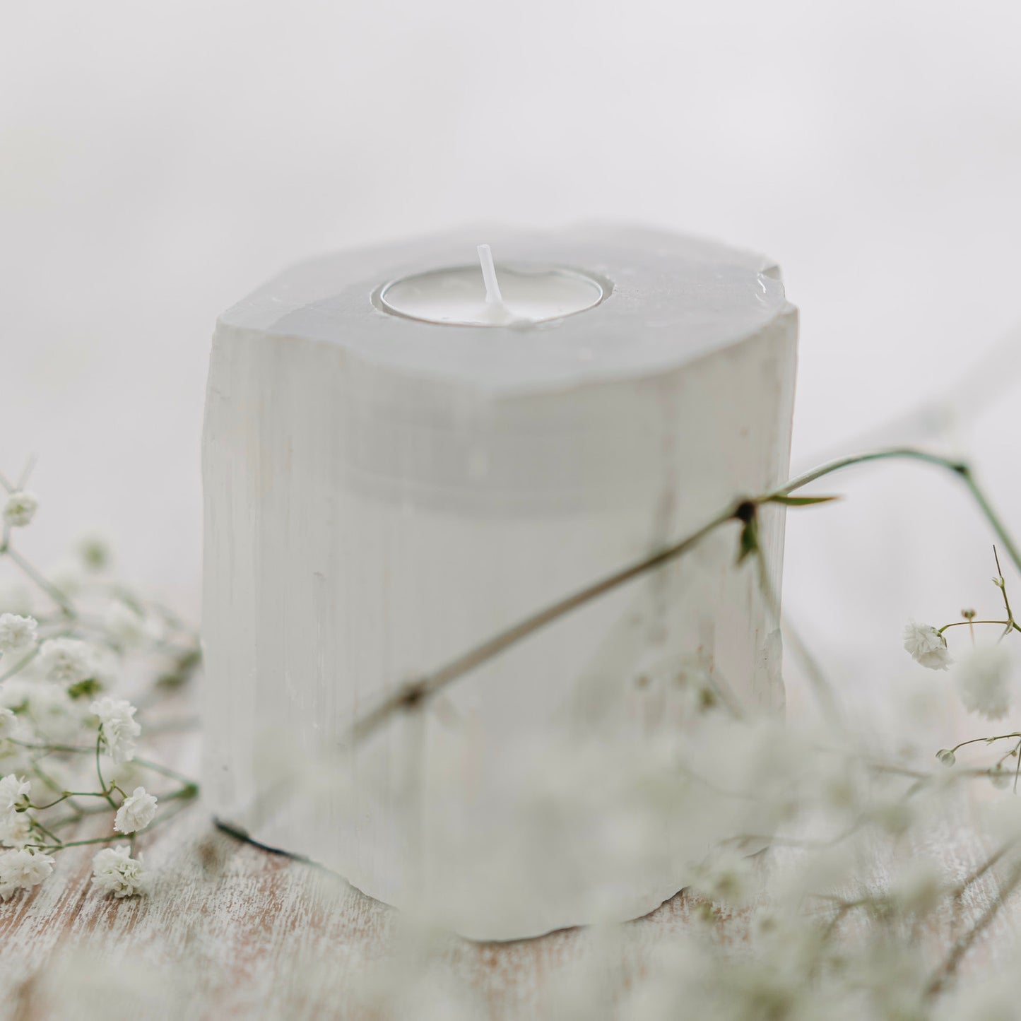 Selenite Candle Stand