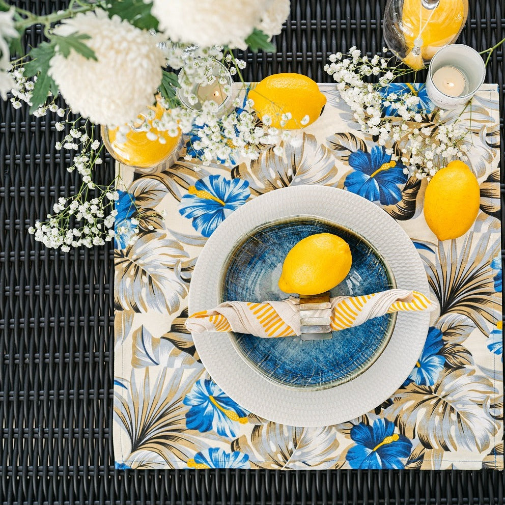 White, Grey and Blue Tropical Placemat