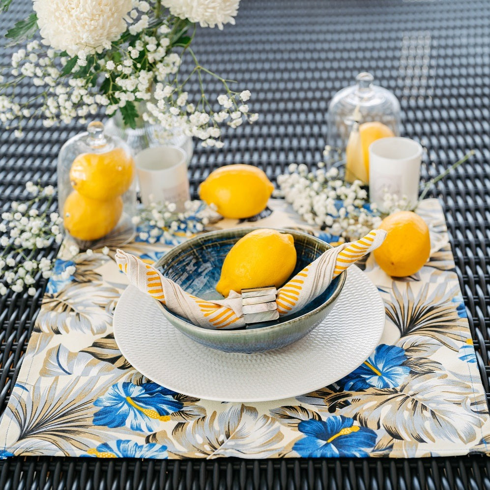 White, Grey and Blue Tropical Placemat