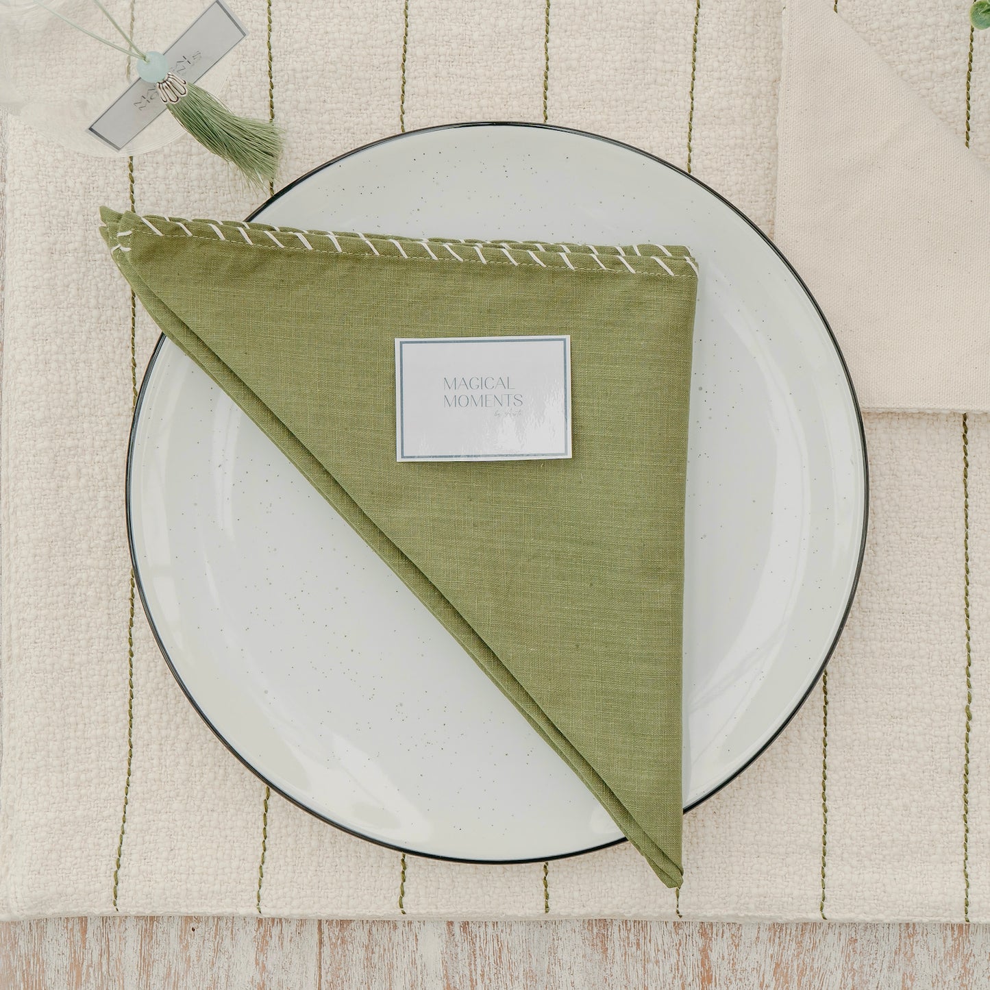Ecru Cotton Placemats with Stripes