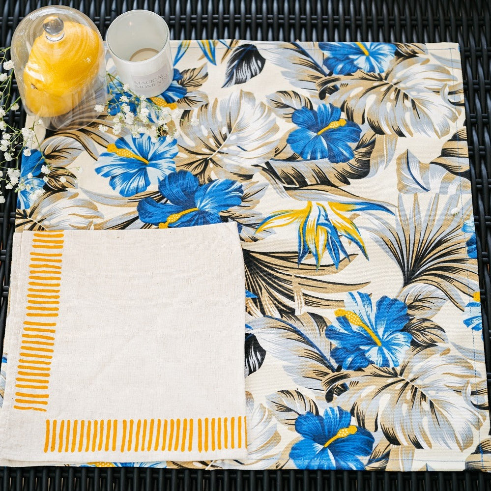 White, Grey and Blue Tropical Placemat