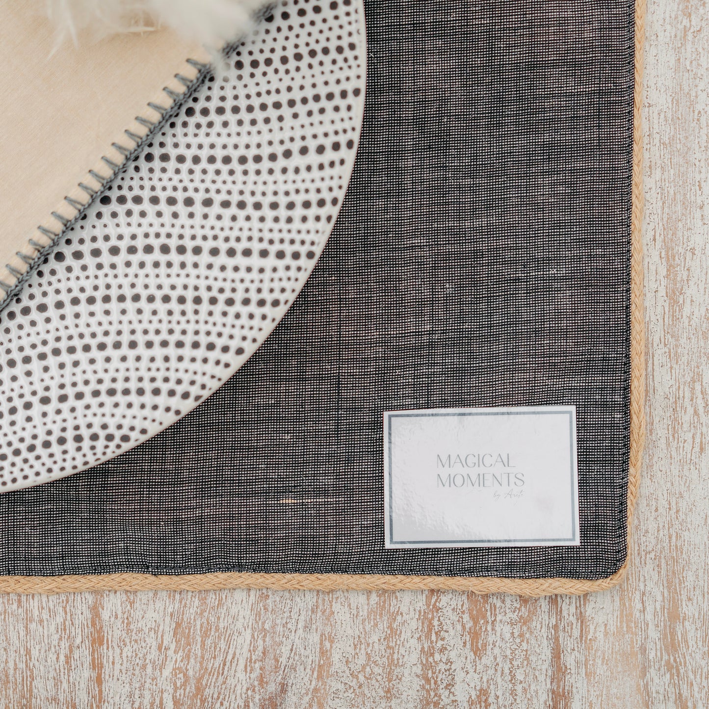 Grey Cotton Placemats with Jute Cord