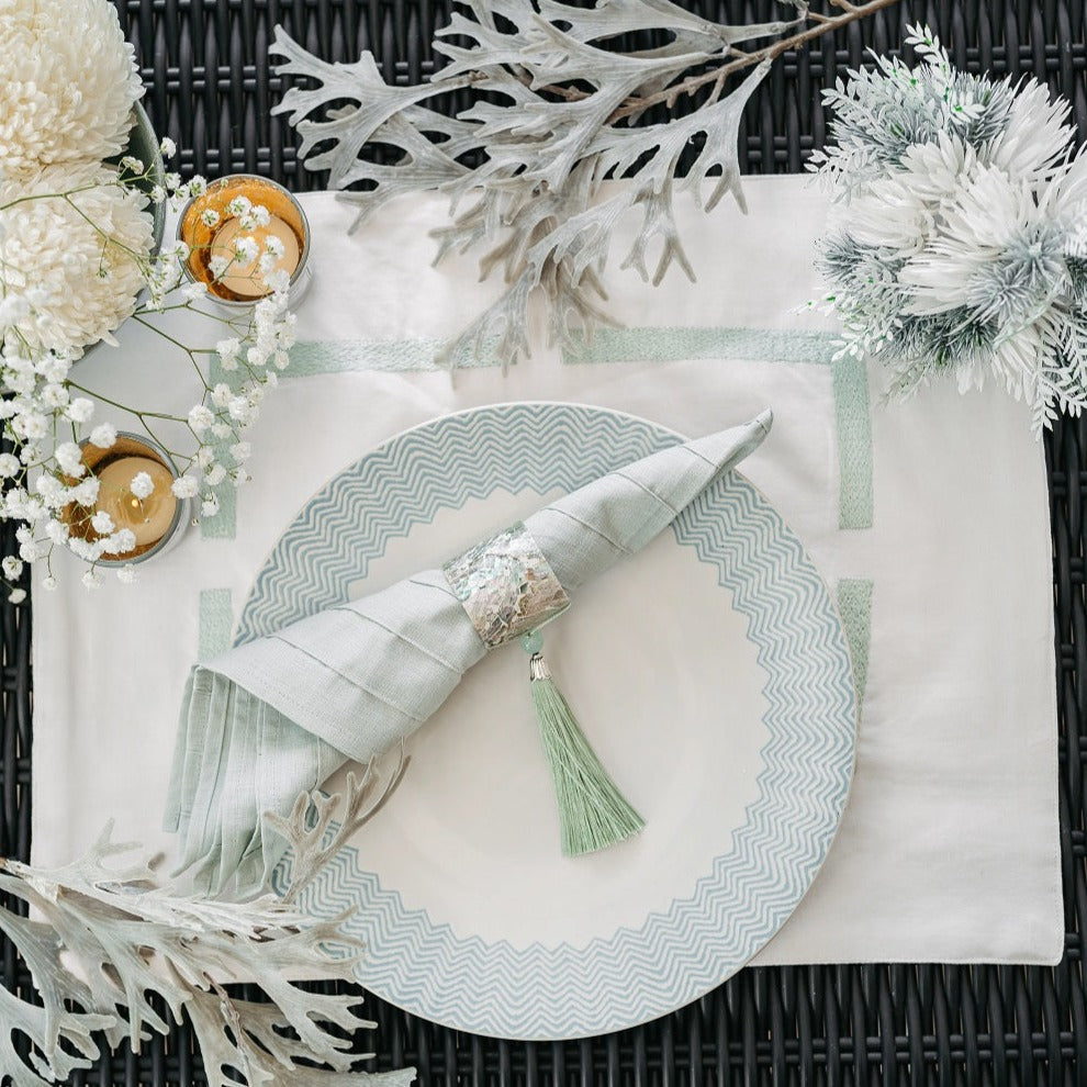 Sage Embroidered Frame Placemat