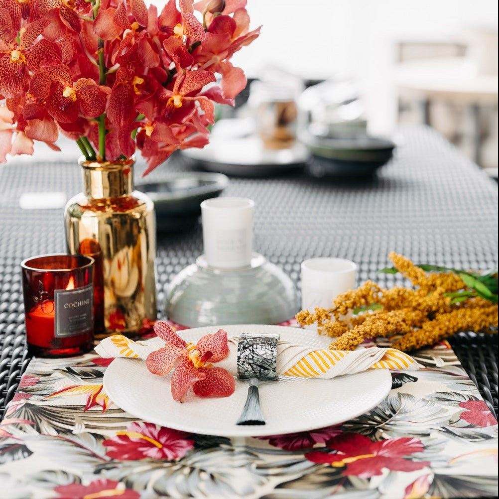White, Grey and Red Tropical Placemat
