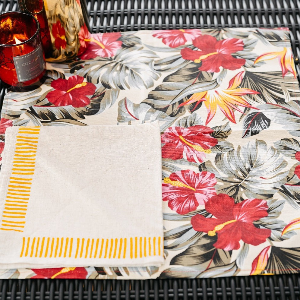 White, Grey and Red Tropical Placemat