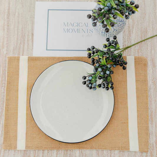 Natural Jute Placemat with White Accent