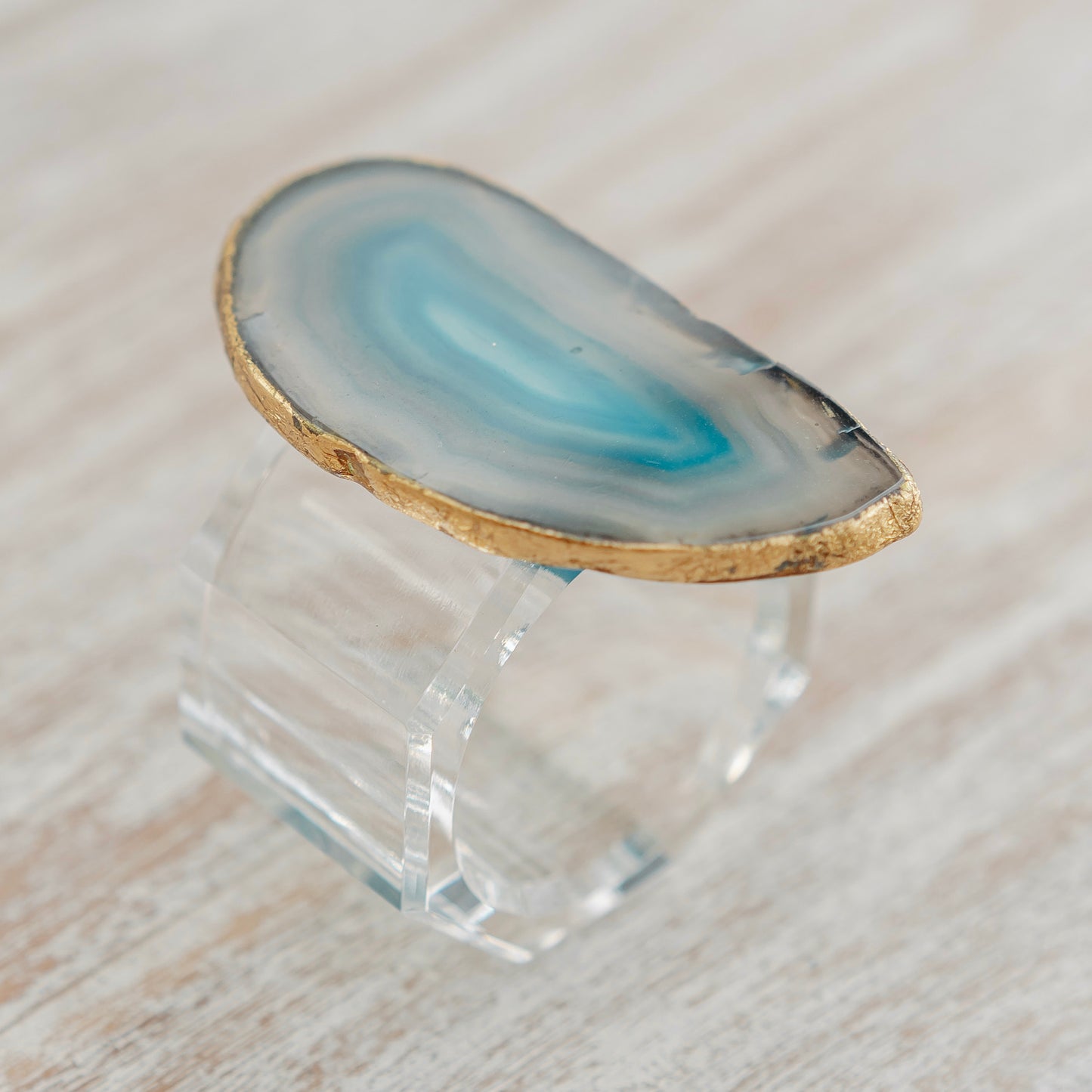 Blue Agate on Acrylic Napkin Ring