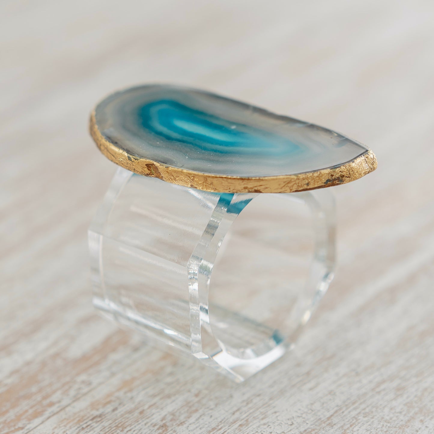 Blue Agate on Acrylic Napkin Ring
