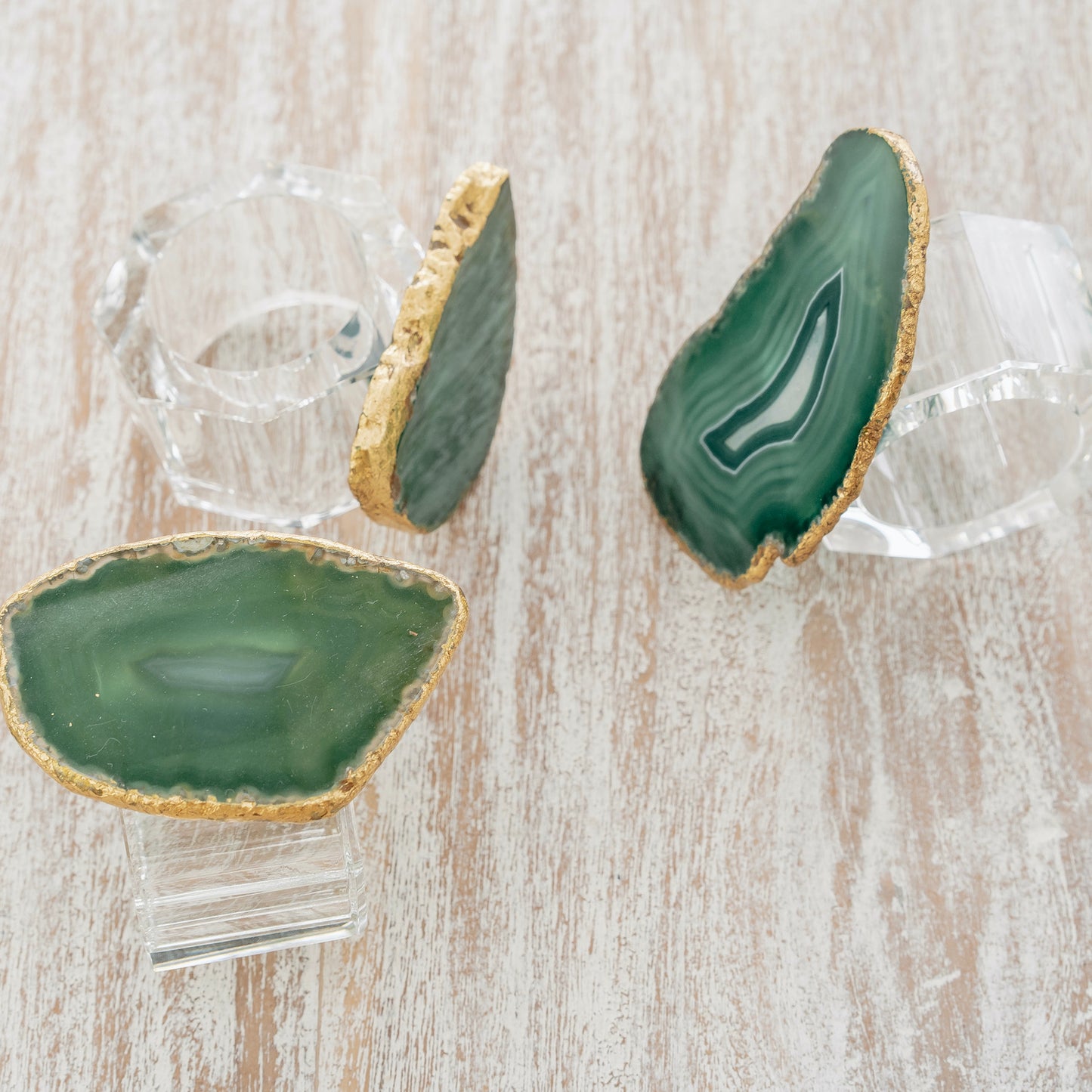 Green Agate on Acrylic Napkin Ring